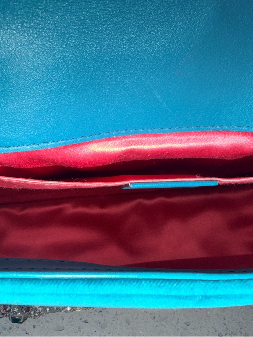 Gucci Teal Velvet GG Marmont Embroidered Floral Shoulder Bag - Picture 8 of 11